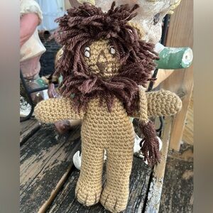 Crochet Wizard of Oz Cowardly Lion Plush Stuffed Toy Doll L Frank Baum Vintage